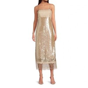 Gianni Bini Gold Sequin Midi Dress